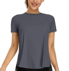 Women Workout Shirts Short Sleeve Athletic Running Gym Tee Shirts Yoga Top Split Back 3 pcs